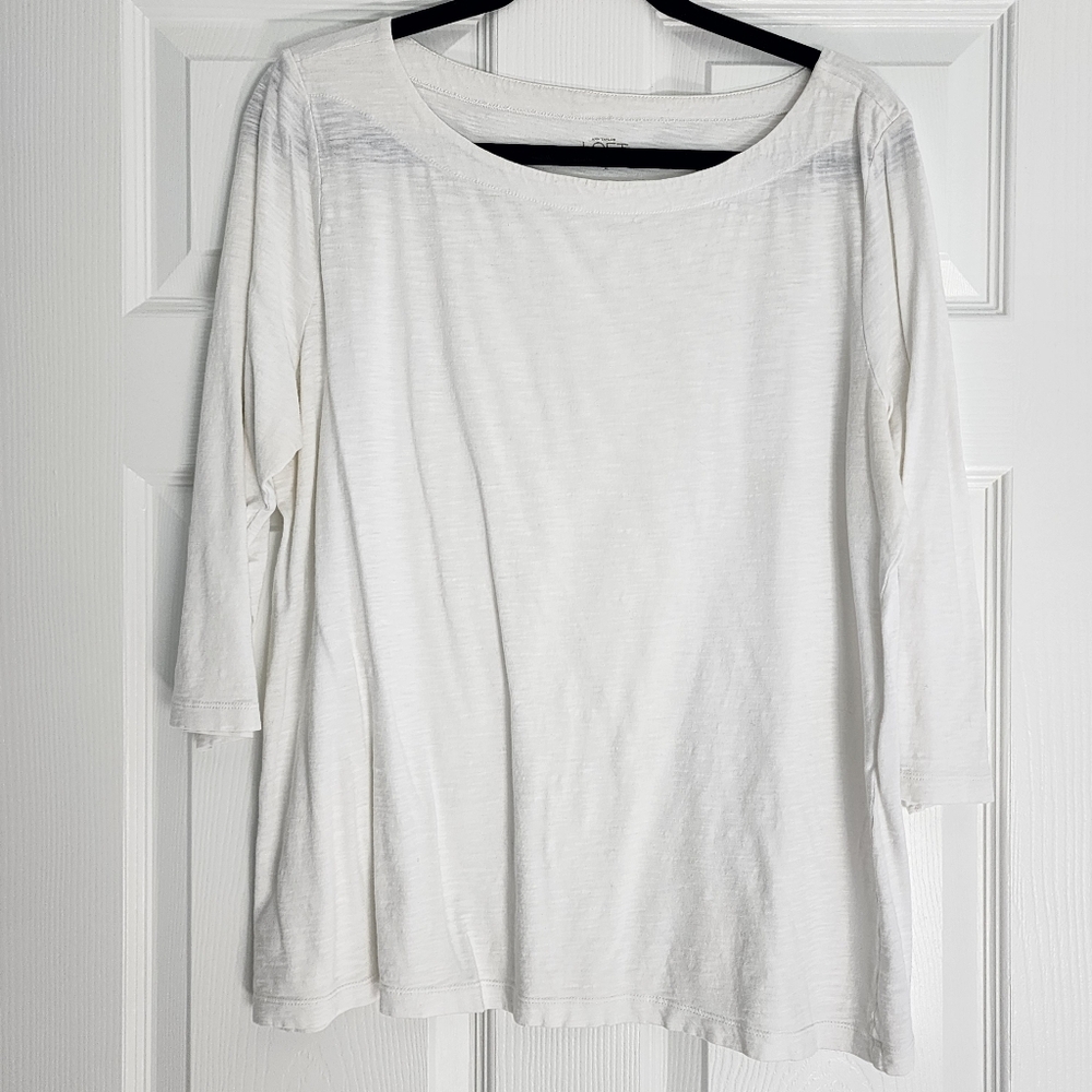 Loft White Boatneck Tee Size XL